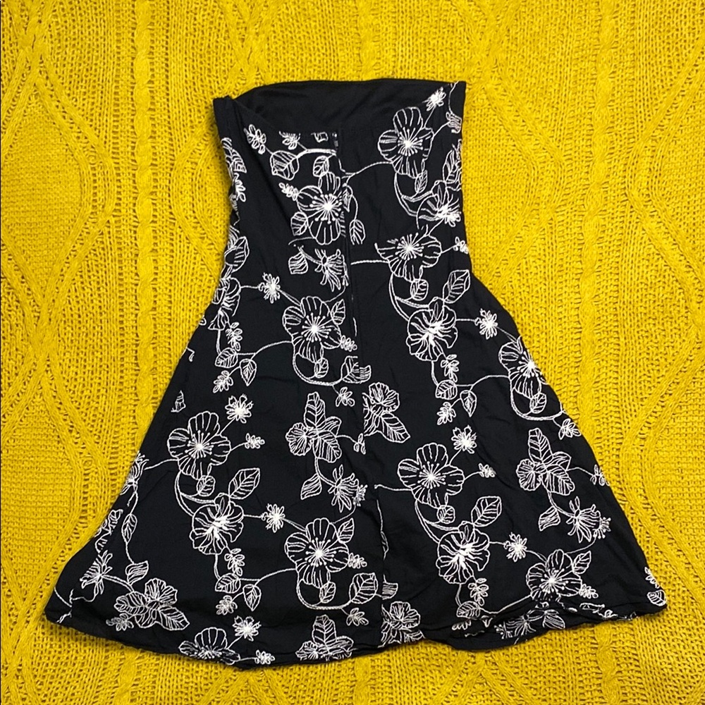Have Black Strapless Fit and Flare Cocktail Dress
